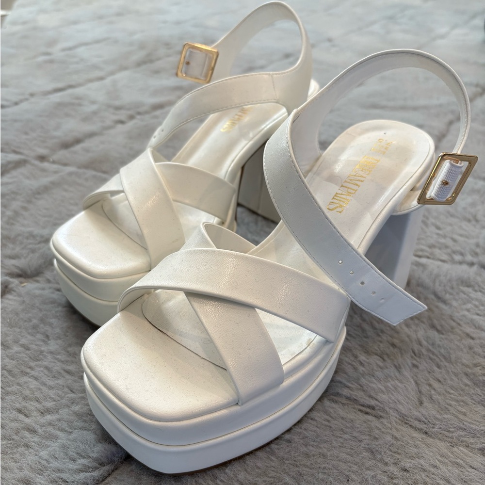 Stylish White Platform Sandals